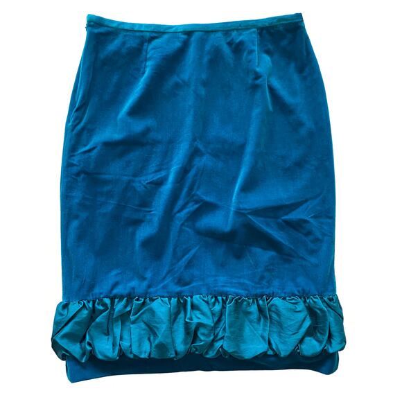 Grace Elements Simply Perfect Teal Soft Velvet Ruffle Hem Knee Length Skirt : 12 - Picture 6 of 12